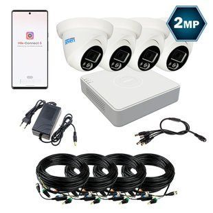 Комплект відеоспостереження на 4 купольні 2 Мп камери Hikvision HK-7114OW-2MP