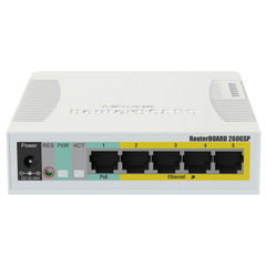 5-портовый гигабитный управляемый PoE коммутатор MikroTik RB260GSP (CSS106-1G-4P-1S)