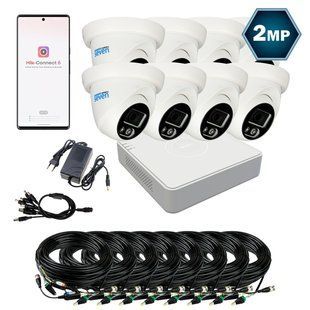 Комплект відеоспостереження на 8 купольних 2 Мп камер Hikvision HK-7118OW-2MP