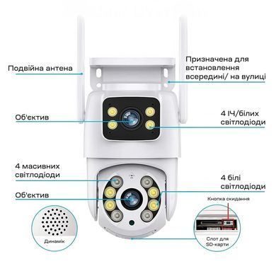 Поворотная Wi-Fi камера с двойным объективом Light Vision VLC-9130WI/2C (Tuya), 6Мп