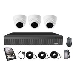 Комплект AHD видеонаблюдения на 3 купольные камеры CoVi Security AHD-3D KIT HDD 500 Гб