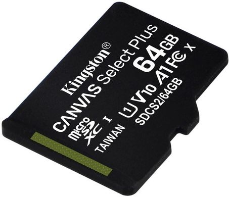 Карта пам'яті microSDXC Kingston Canvas Select Plus 64 GB Class 10 А1 UHS-1