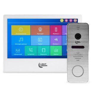Комплект Wi-Fi видеодомофона Light Vision SINGAPORE (AI) FHD White 10" + RIO FHD Silver