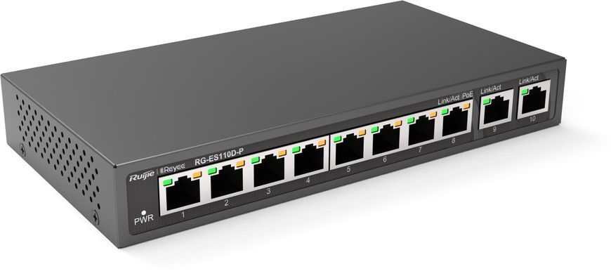 8-портовий некерований PoE комутатор Ruijie Reyee RG-ES110D-P