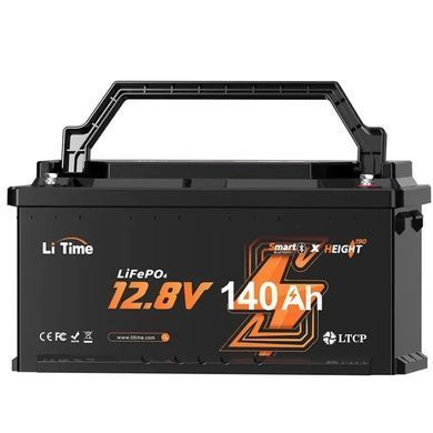 Акумуляторна батарея літій-залізо-фосфатна з Bluetooth LiTime H190 L12V140-150-H190-BT-4-AC150, 12.8В 140А*год