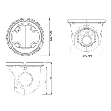Купольная варифокальная IP камера TVT TD-9525S1 (D/FZ/PE/AR2), 2Мп