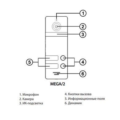 Виклична панель на 2 абоненти NeoLight MEGA/2 Silver, 800ТВЛ