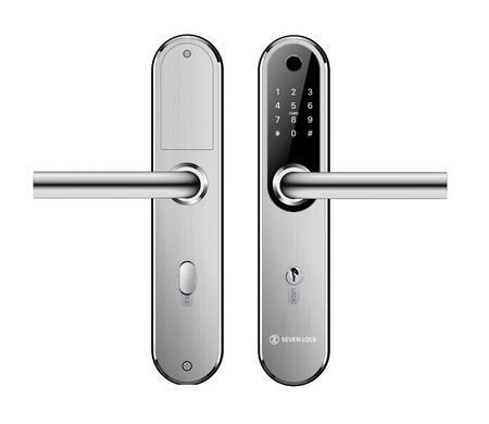 Умный дверной биометрический замок SEVEN LOCK SL-7768BF (85мм) silver (без врезной части)