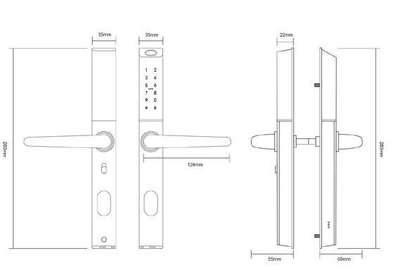 Умный дверной биометрический замок SEVEN LOCK SL-7763BF white