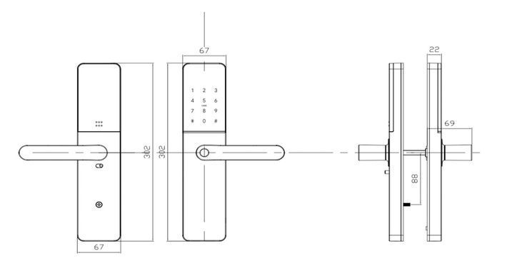 Умный дверной биометрический замок SEVEN LOCK SL-7779BFW black