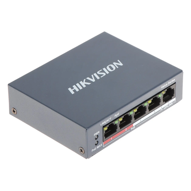 5-портовий комутатор Hikvision DS-3E0105P-E/M(B), 4 порти PoE
