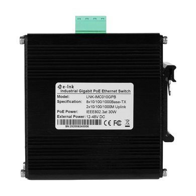10-портовый коммутатор E-LINK LNK-IMC010GPB, 8 портов PoE