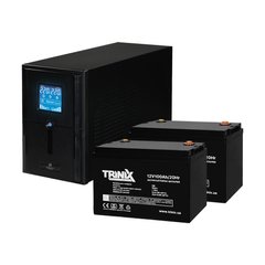 Комплект резервного живлення: ДБЖ Kraft PSW1500VA/1200W(LCD)24V UPS + акумулятор Trinix 100 Аг AGM (2 шт.)