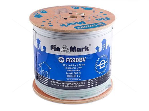 Коаксіальний кабель внутрішній біметал FinMark F690BV white, 305 м
