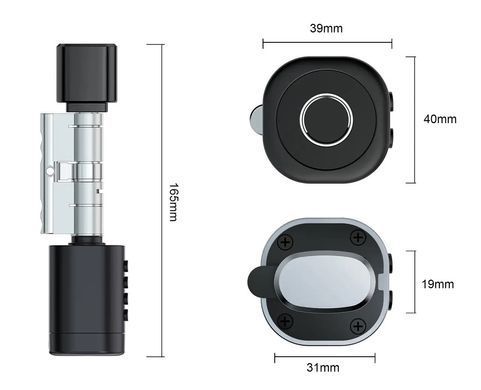 Умный дверной биометрический замок (цилиндр) SEVEN LOCK SL-7774BF black