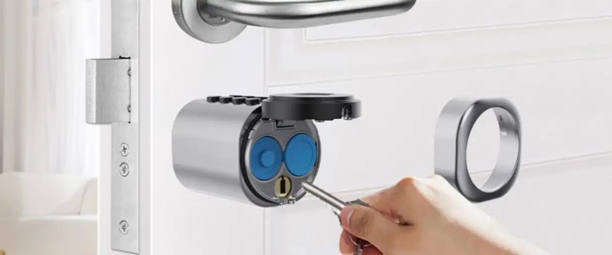 Умный дверной биометрический замок (цилиндр) SEVEN LOCK SL-7774BF black