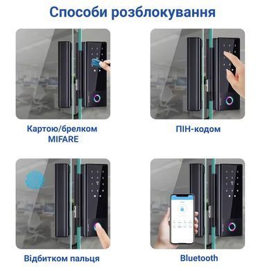 Розумний біометричний замок на скляні двері SEVEN LOCK SL-7776BF black