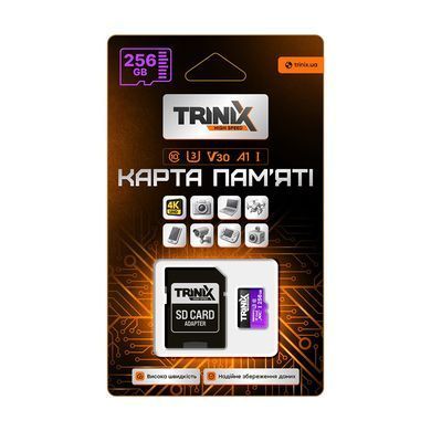 Карта пам&rsquo;яті Trinix 256GB miсroSDXC з SD-адаптером U3 V30 A1