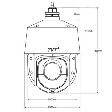 Роботизированная PTZ IP видеокамера TVT TD-8443IS2N(PE/25M/AR16), 4Мп