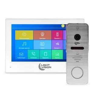 Комплект Wi-Fi видеодомофона Light Vision SINGAPORE (AI) FHD White + RIO FHD Silver
