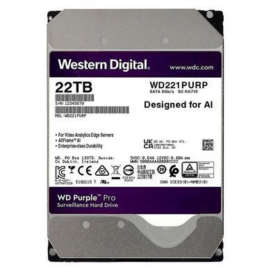 Жорсткий диск 22TB Western Digital WD Purple Pro WD221PURP