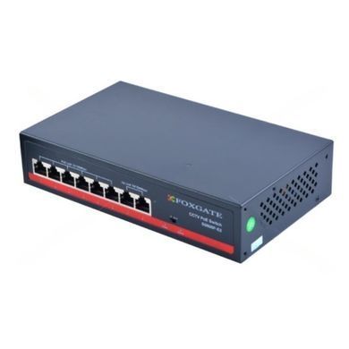 8-портовий CCTV комутатор FoxGate S5806P-E2 (55W), 6 портів PoE