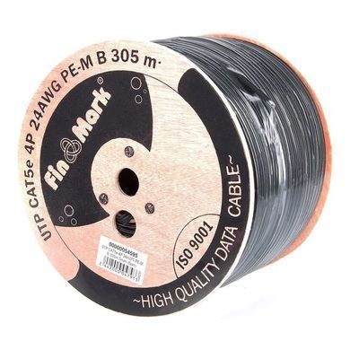 Кабель кручена пара з тросом FinMark UTP CAT5e 4P 24AWG PE-M B 305m Drum