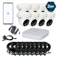Комплект видеонаблюдения на 8 купольных 2 Мп камер Dahua DH-4118OW-2MP