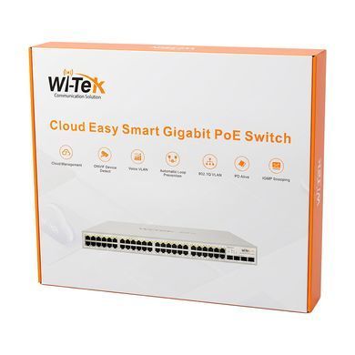 52-портовий керований гігабітний PoE комутатор Wi-Tek WI-PCES352GF