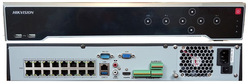 16-канальний мережевий реєстратор Hikvision DS-7716NI-K4/16P, 8Мп