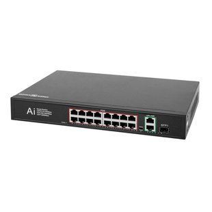 16-портовий PoE комутатор GreenVision GV-010-D-16+2 PG+1 SFP