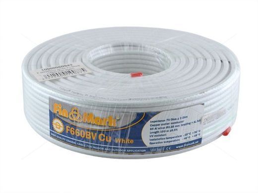 Абонентский коаксиальный кабель внутренний FinMark F 660BVcu white, 100м