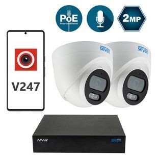 Комплект IP відеоспостереження на 2 купольні 2Мп відеокамери SEVEN 2D2