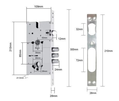 Розумний дверний біометричний замок SEVEN LOCK SL-7768BF silver (врізна частина (252) 6085)