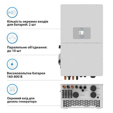 Гибридный трехфазный инвертор Deye SUN-50K-SG01HP3-EU-BM4 (50 кВт/3ф, батарея HV, MPPT:4)