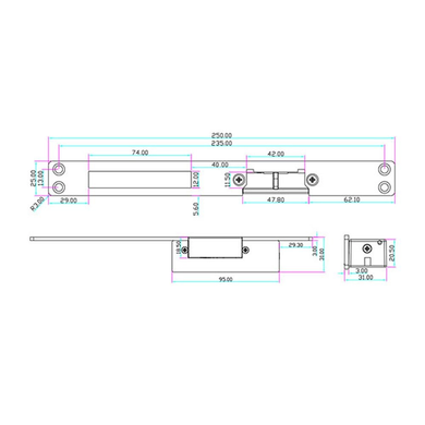 Электромеханическая защелка Yli Electronic YS-132NC, длинная