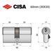 Циліндр CISA C2000 60 (30*30) нікель матовий