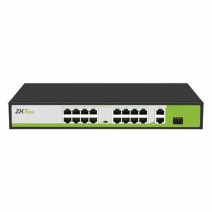 18-канальний комутатор ZKTeco ZK-PoE1621NS-200W, 16 портів PoE